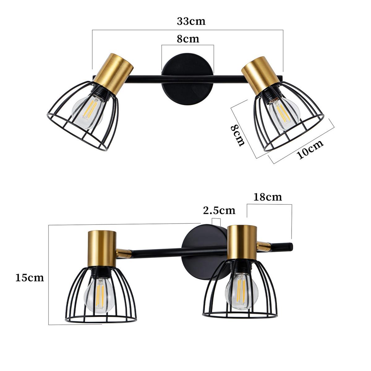 WANDLEUCHTE Lumira 33/13.5/18 cm - Schwarz, Metall (13.5/18/33cm) - ZMH