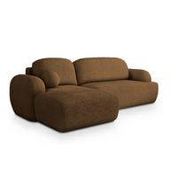 ECKSOFA MODENZA N L-S Braun Boucle-Stoff mit Schlaffunktion - Schwarz/Braun, Holz/Kunststoff (266/148cm) - MASSENO