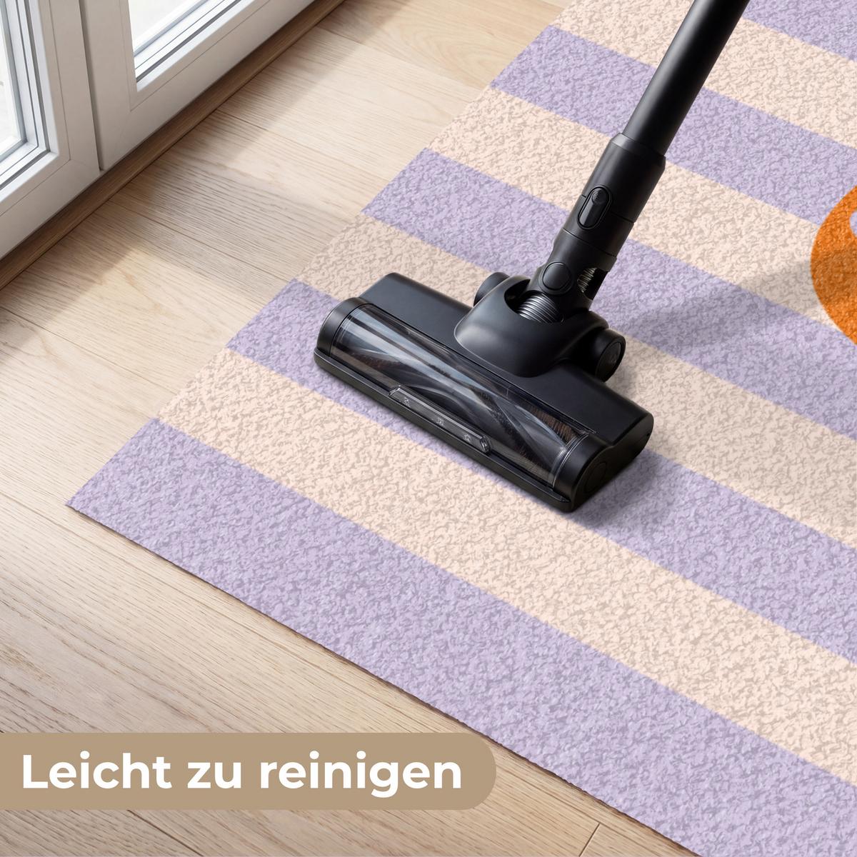 FUSSMATTE Ciao - Zitat - Pastell - Streifen Schmutzfangmatte 180x120 cm - Flieder, Kunststoff (180/0.4cm) - MuchoWow