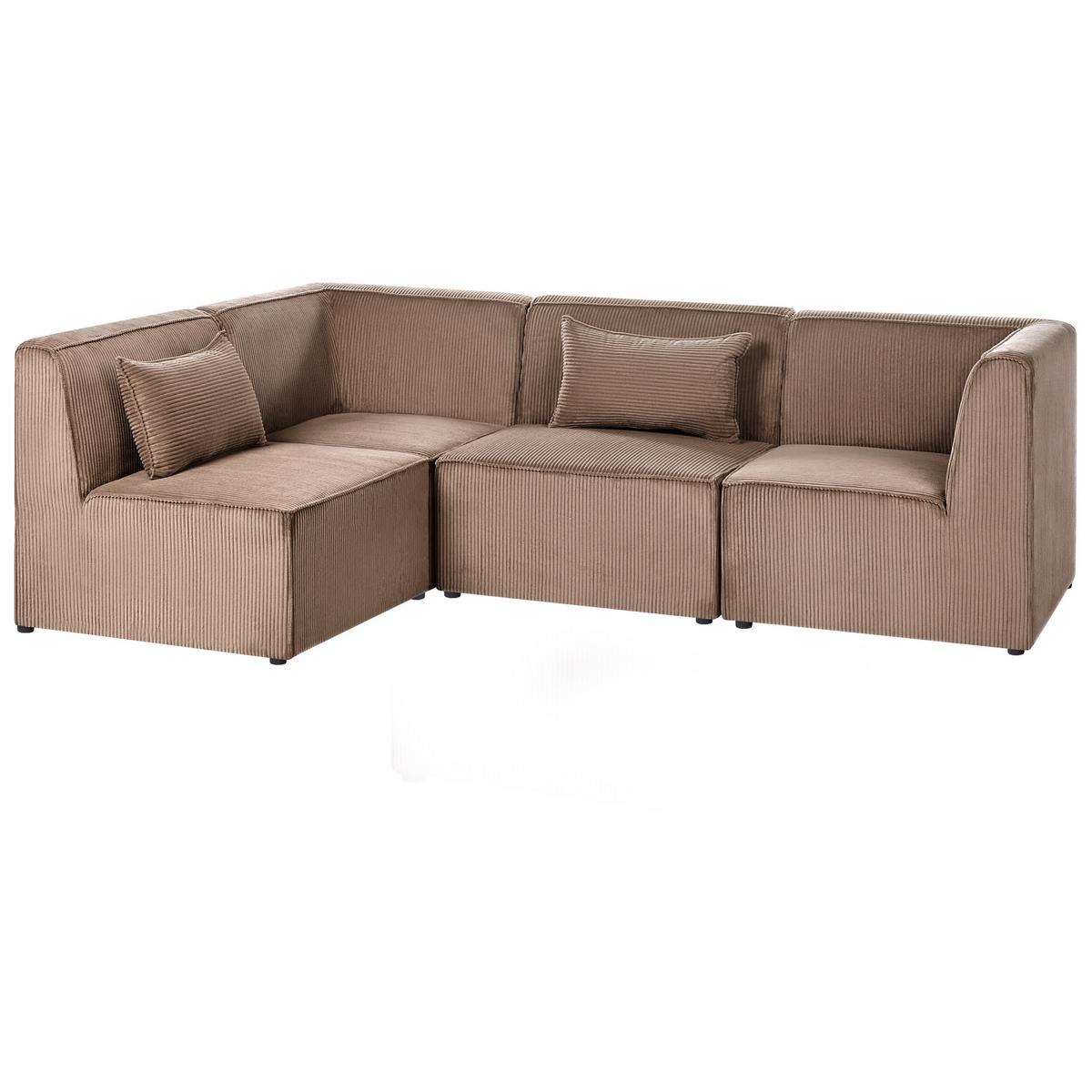 ECKSOFA Modul 4-Sitzer rechtsseitig Sandbeige Cord Lemvig - Sandfarben/Beige, Textil (250/166cm) - Beliani