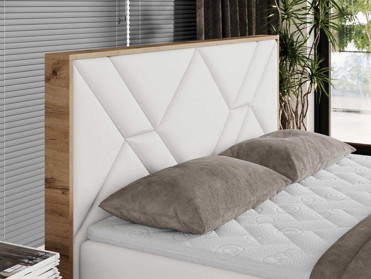 BOXBETT GUNAR - 180/200 Weiß Kunstleder - H4 - Weiß, Holz/Textil (180/200cm) - MKS