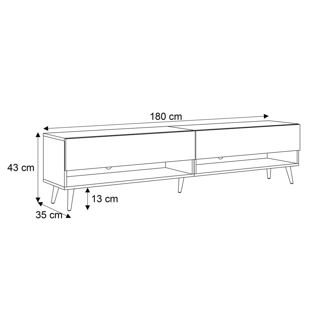 LOWBOARD TV-Schrank CALANTE 180 cm auf schrägen goldenen Chrom-Beinen - Kaschmir/Goldfarben, Holzwerkstoff/Metall (180/43/35cm) - Lookway