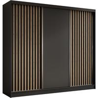 SCHWEBETÜRENSCHRANK Helios II 240/216/61 schwarz+eiche Artisan mit Schubladen - Schwarz/Eiche Artisan, Holzwerkstoff (240/216/61cm) - Beautysofa