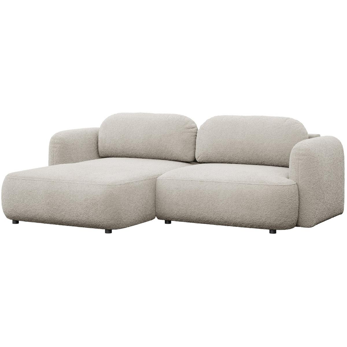 ECKSOFA Tvoya Hellbeige Bouclé - Ecru/Schwarz, Kunststoff/Textil (267/175cm) - Selsey