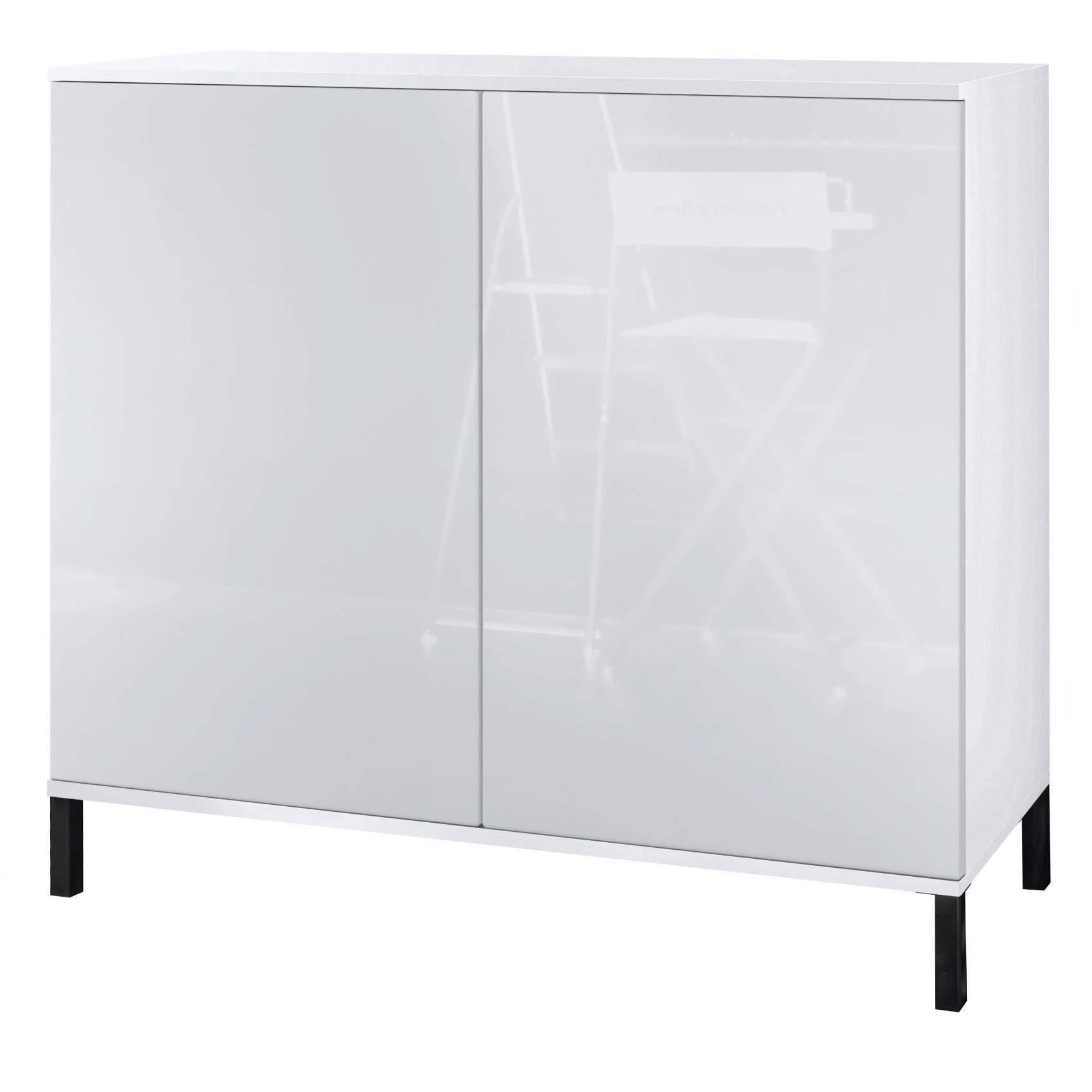 KOMMODE Skadu Weiß Hochglanz - Weiß Hochglanz, Holzwerkstoff (92.5/83.5/35cm) - Vladon