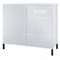 KOMMODE Skadu Weiß Hochglanz - Weiß Hochglanz, Holzwerkstoff (92.5/83.5/35cm) - Vladon