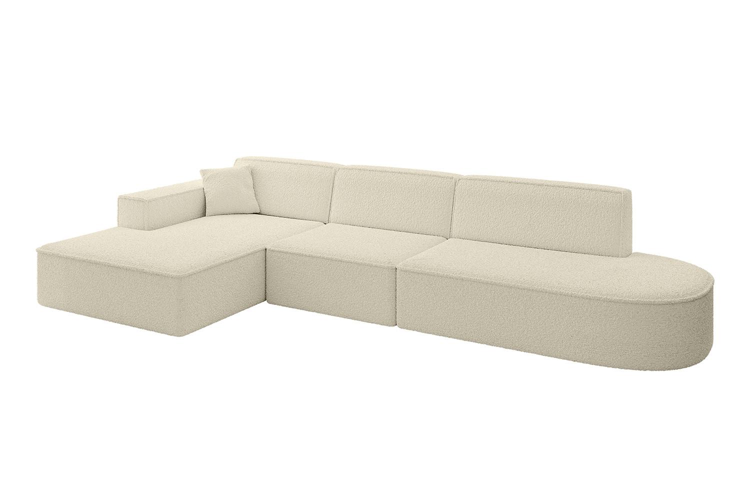 ECKSOFA Ottomane Links IREA-L2-v4 - 327x165x77 cm Beige - Hellbraun/Creme, Holzwerkstoff/Textil (327/165cm) - ALTDECOR