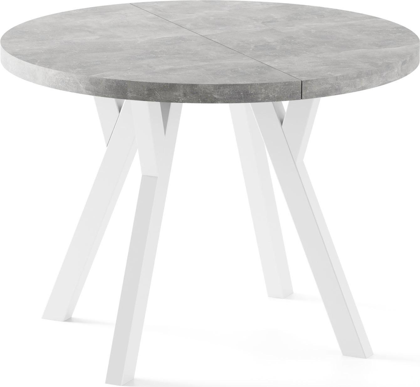 ESSTISCH Twixy XXL groß rund oval ausziehbar, Beton Grau 100-300/100/76 cm - Hellgrau/Weiß, Holz/Holzwerkstoff (100/300/76cm) - WFL GROUP