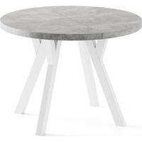 ESSTISCH Twixy XXL groß rund oval ausziehbar, Beton Grau 100-300/100/76 cm - Hellgrau/Weiß, Holz/Holzwerkstoff (100/300/76cm) - WFL GROUP
