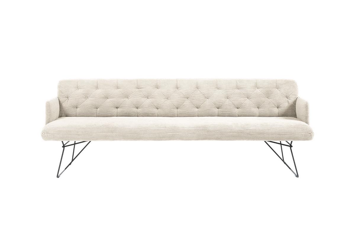 ESSZIMMERBANK CHARME Cremeweiß Cord - Creme, Textil (246/85/69cm) - KAWOLA