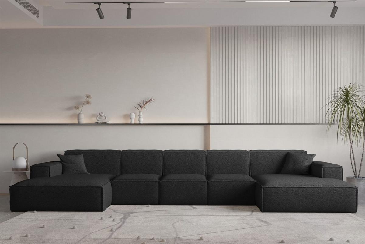 WOHNLANDSCHAFT Celes Premium Xl Bukla - Schwarz, Holzwerkstoff/Textil (462/73/165cm) - Fun Möbel