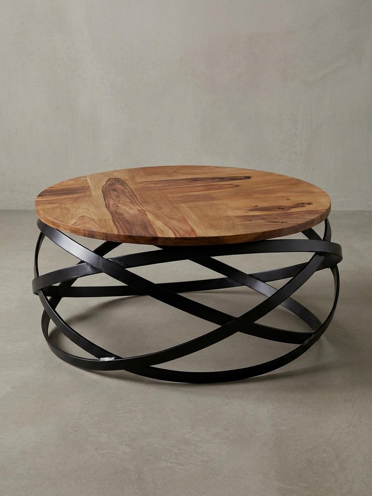 COUCHTISCH Industrial, Braun, Massives Holz und Metall, Modernes Design - Schwarz/Braun, Holz/Metall (60/60/30cm) - KADIMA DESIGN