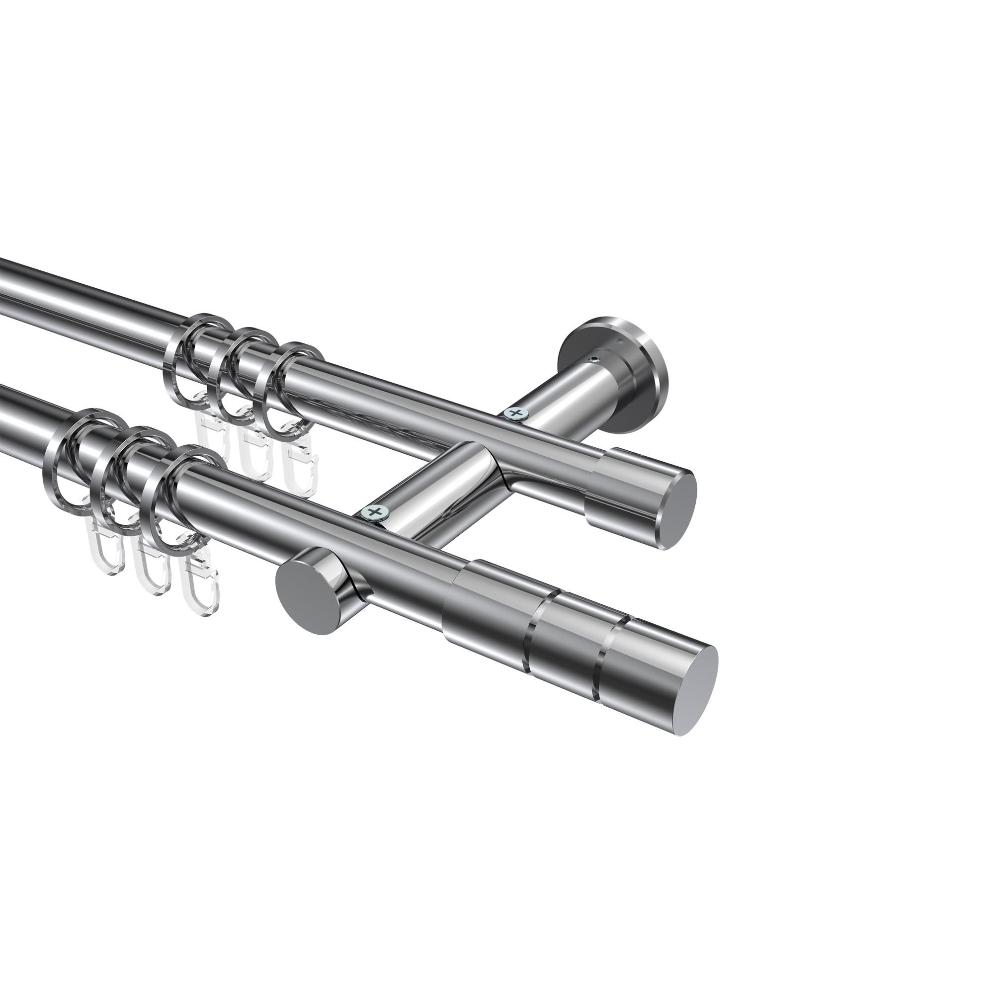 GARDINENSTANGE Platon Elanto 160 cm, 2-läufig, 20 mm Ø Chrom - Chromfarben, Metall (160cm) - INTERDECO