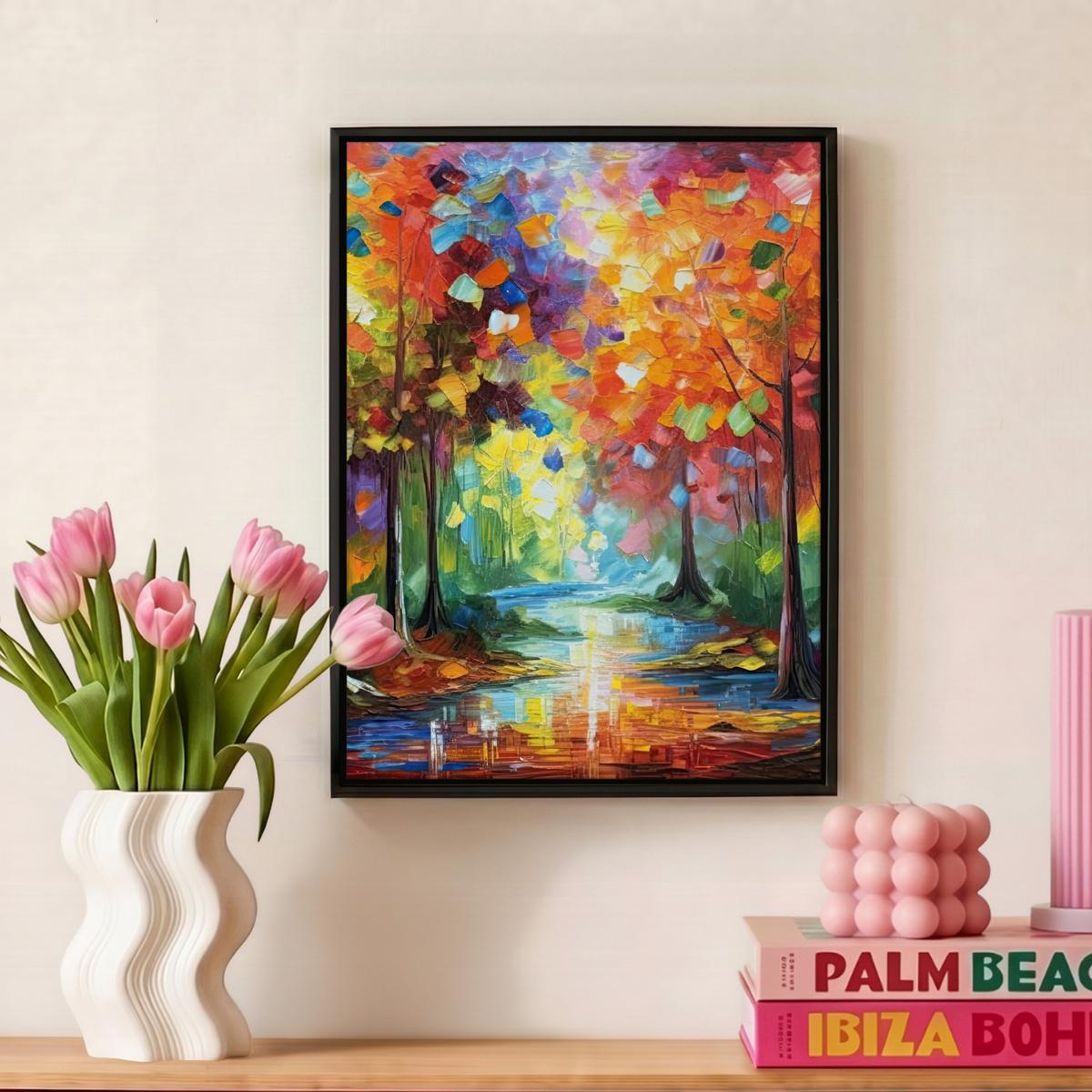 LEINWAND Bilder mit Rahmen - Landschaft - Wald - Farben - Natur - 30x40 - Multicolor, Textil (30/40cm) - MuchoWow