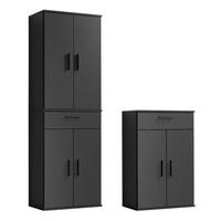 MEHRZWECKSCHRANK SET Der Allzweckwaffe - Anthrazit/Schwarz, Holzwerkstoff (60/180/34cm) - Mokebo