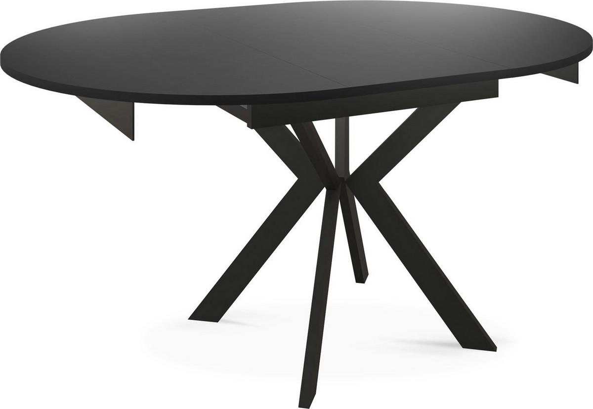 ESSTISCH Lily runder ausziehbarer, Schwarz 100-140/100/76 cm - Schwarz, Holzwerkstoff/Metall (100/140/76cm) - WFL GROUP