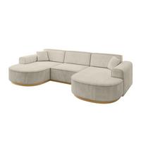 WOHNLANDSCHAFT MARI-U1-v2 - 303x171x83 cm Ecru Velours - Ecru, Holzwerkstoff/Textil (303/83/171cm) - ALTDECOR