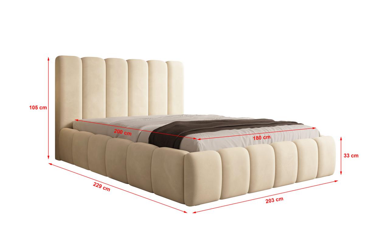 POLSTERBETT Vilo 180x200 mit Bettkasten und Stabilem Metallgestell - Creme, Textil (180/200cm) - Storez24