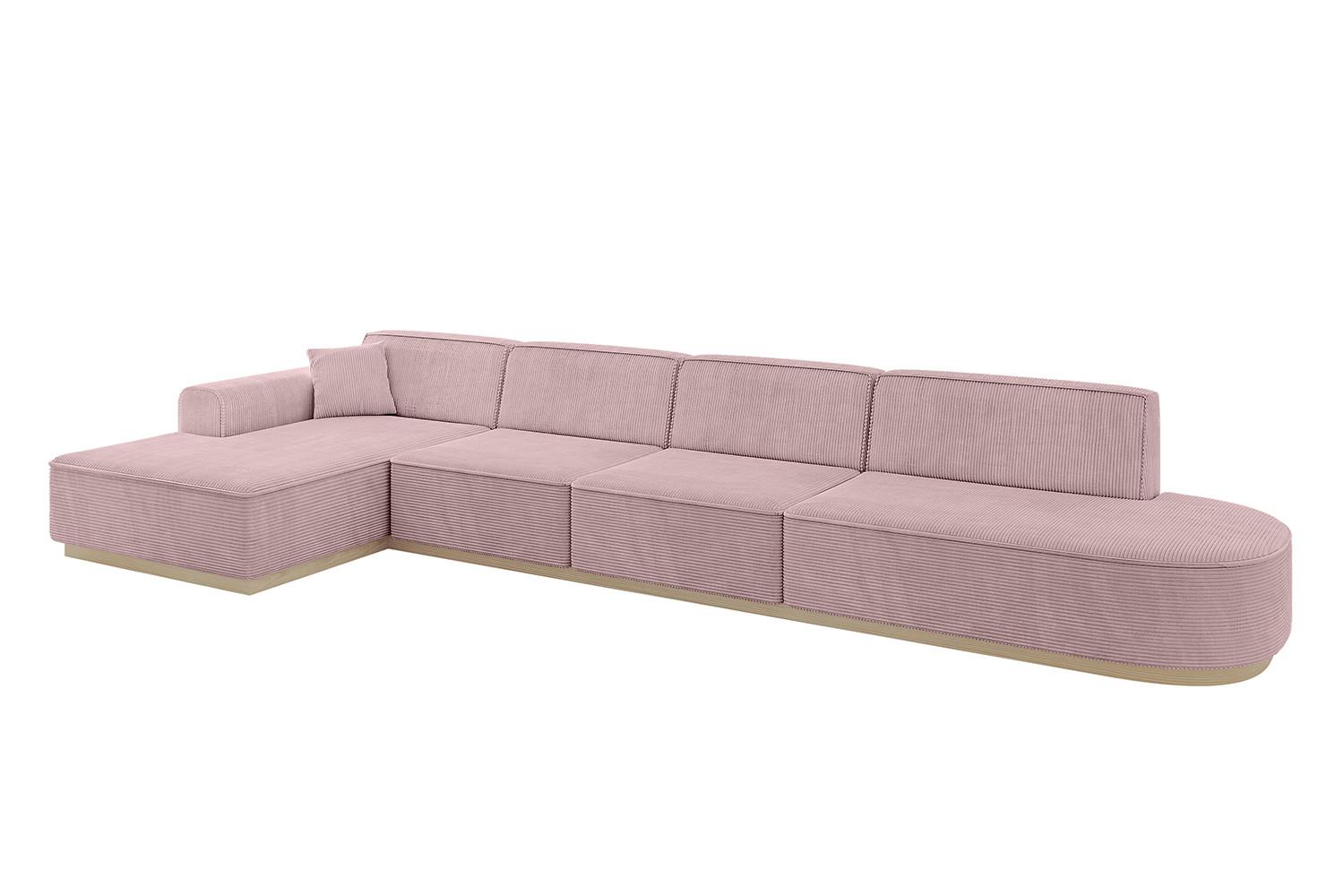 ECKSOFA Ottomane Links IREA-L3 - 412x165x80 cm Rosa - Rosa, Holzwerkstoff/Textil (412/165cm) - ALTDECOR