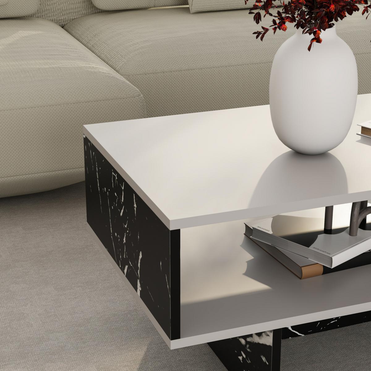 COUCHTISCH Mjölby 80/45/37 - Schwarz, Holzwerkstoff (45/80/37cm) - [en.casa]