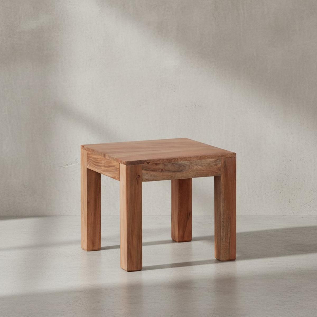 COUCHTISCH Massivholz Handgefertigt Edelholz Design, Beige 45x45x40 cm - Beige, Holz (45/45/40cm) - KADIMA DESIGN