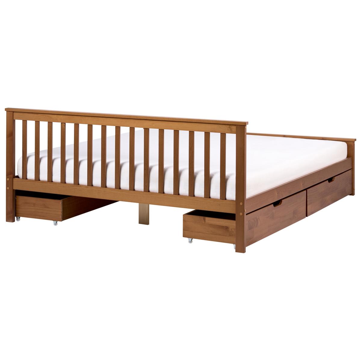 BETT mit 4 Schubladen 180/200 cm Kiefernholz Braun Olendon - Braun, Holz (180/200cm) - Beliani