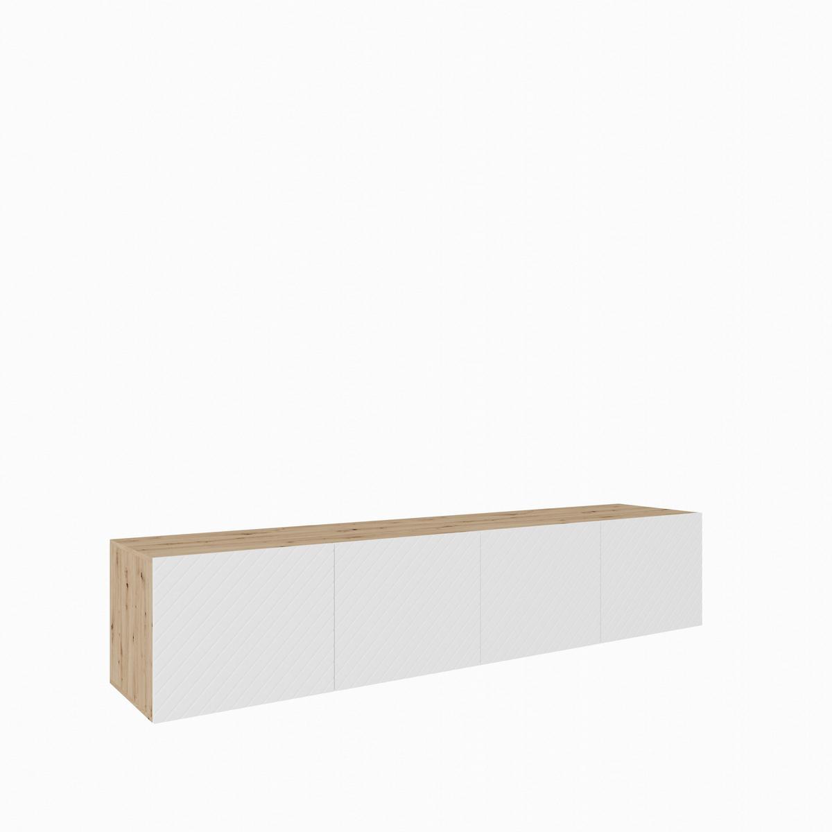 LOWBOARD CAVA 200/41/40 cm, Hängender TV-Schrank Eiche Artisan - Weiß/Eiche Artisan, Holzwerkstoff (200/41/40cm) - MASSENO