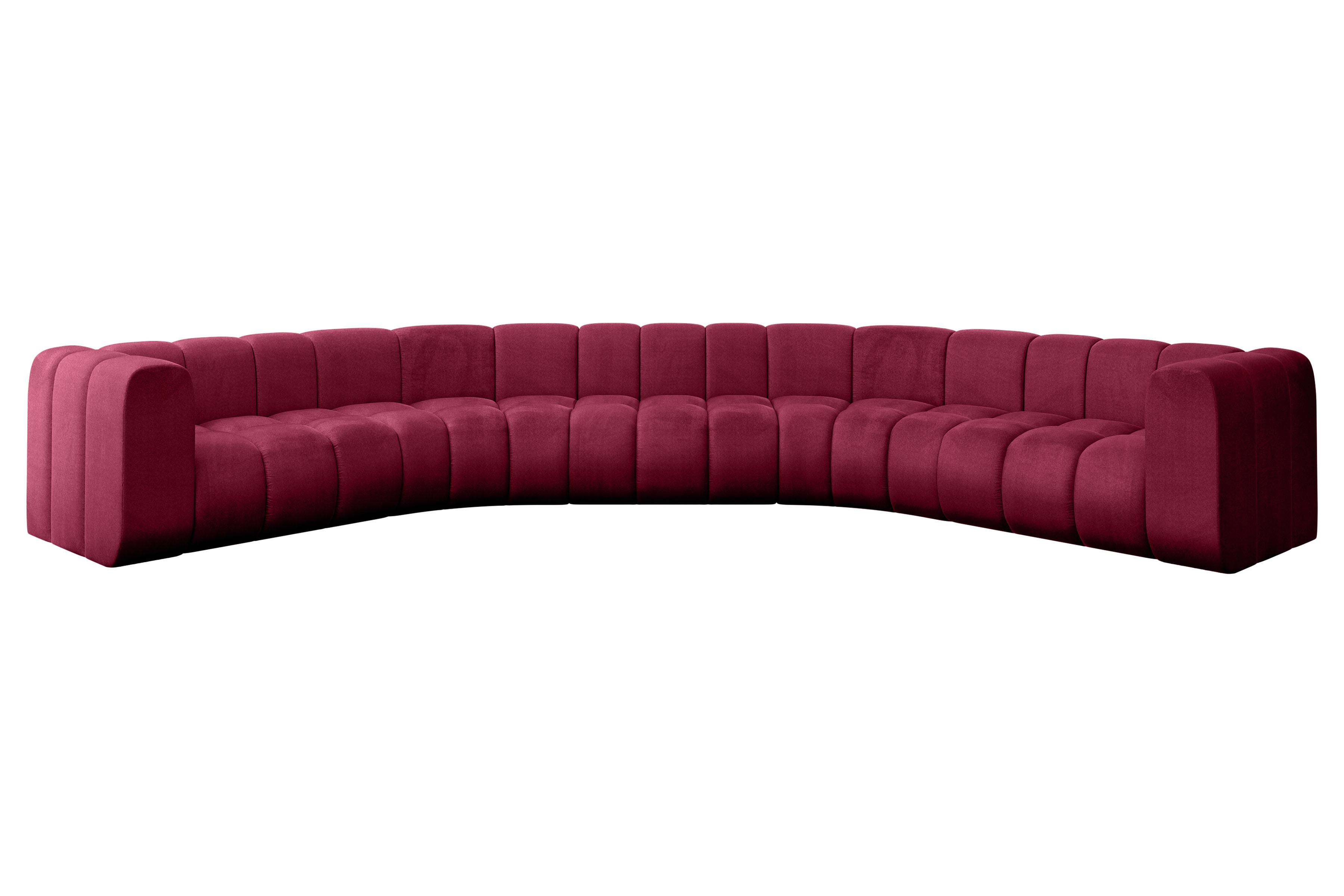 WOHNLANDSCHAFT modulares Sofa Lazro-U1 - 373x373x70 cm Bordeauxrot - Bordeaux, Holzwerkstoff/Textil (373/70/373cm) - ALTDECOR