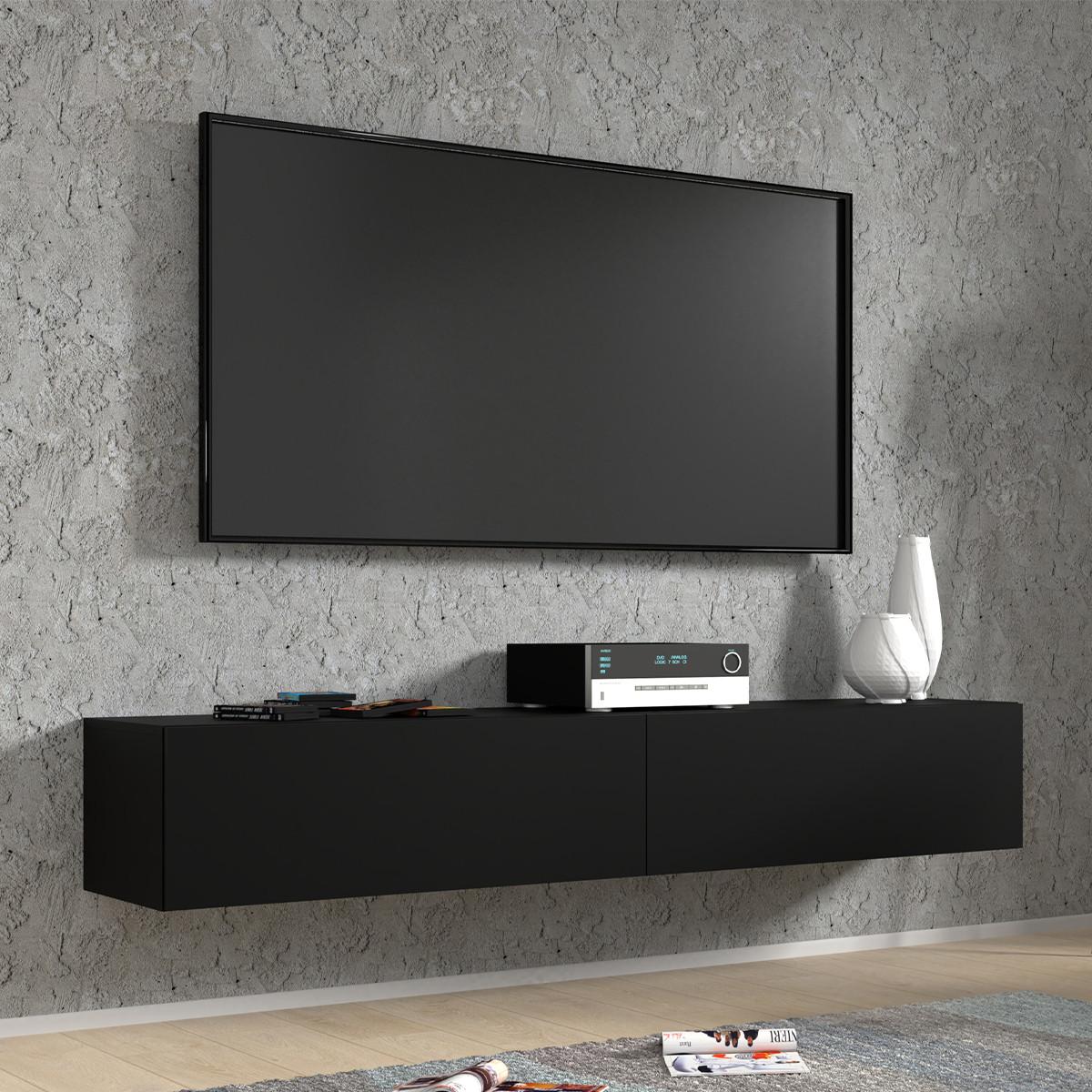 TV-MÖBEL Bali Mattschwarz - Schwarz, Holzwerkstoff (180/30/40cm) - Petits-meubles