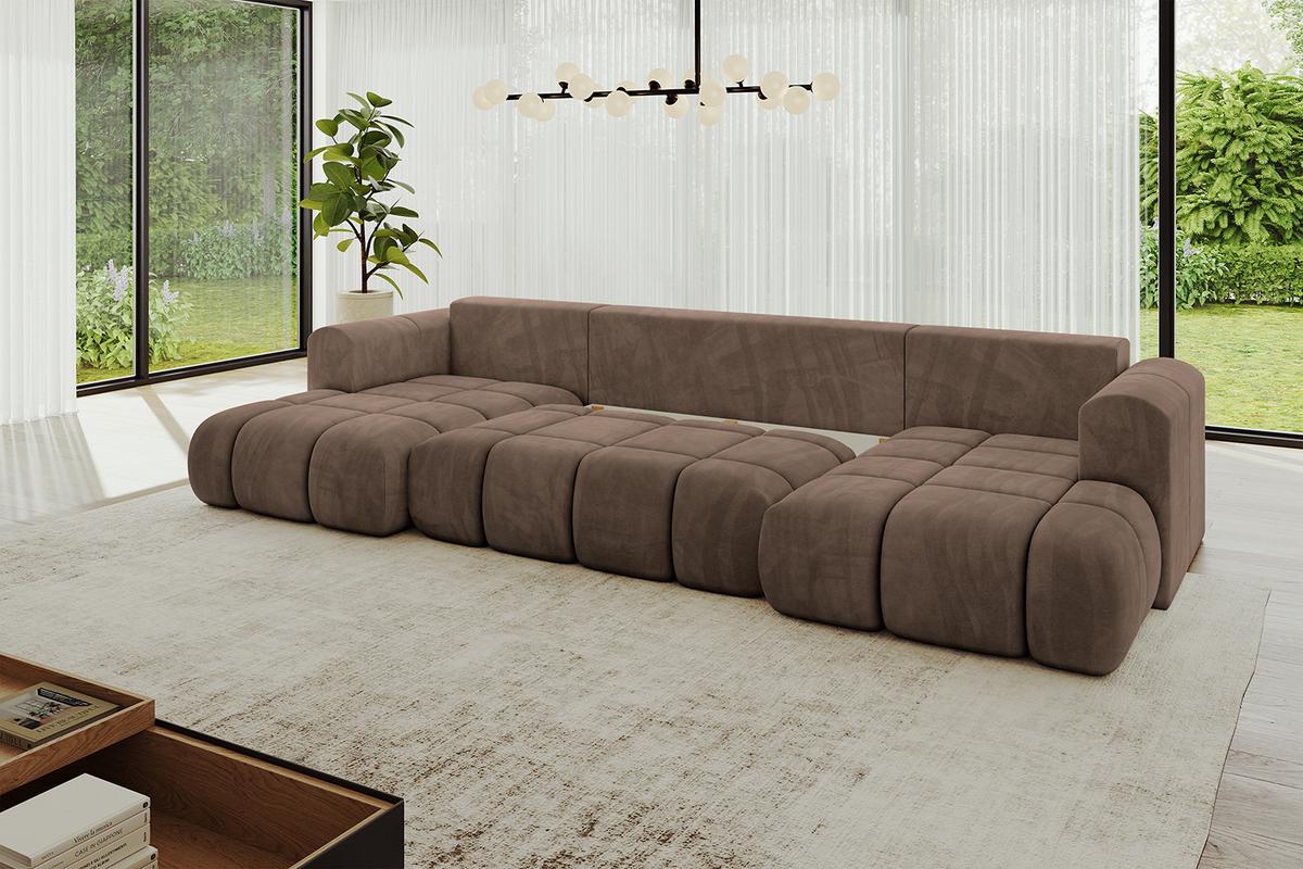 WOHNLANDSCHAFT CLOUD-U 405x185x90 Braun Velours - Braun, Holzwerkstoff/Kunststoff (405/90/185cm) - ALTDECOR