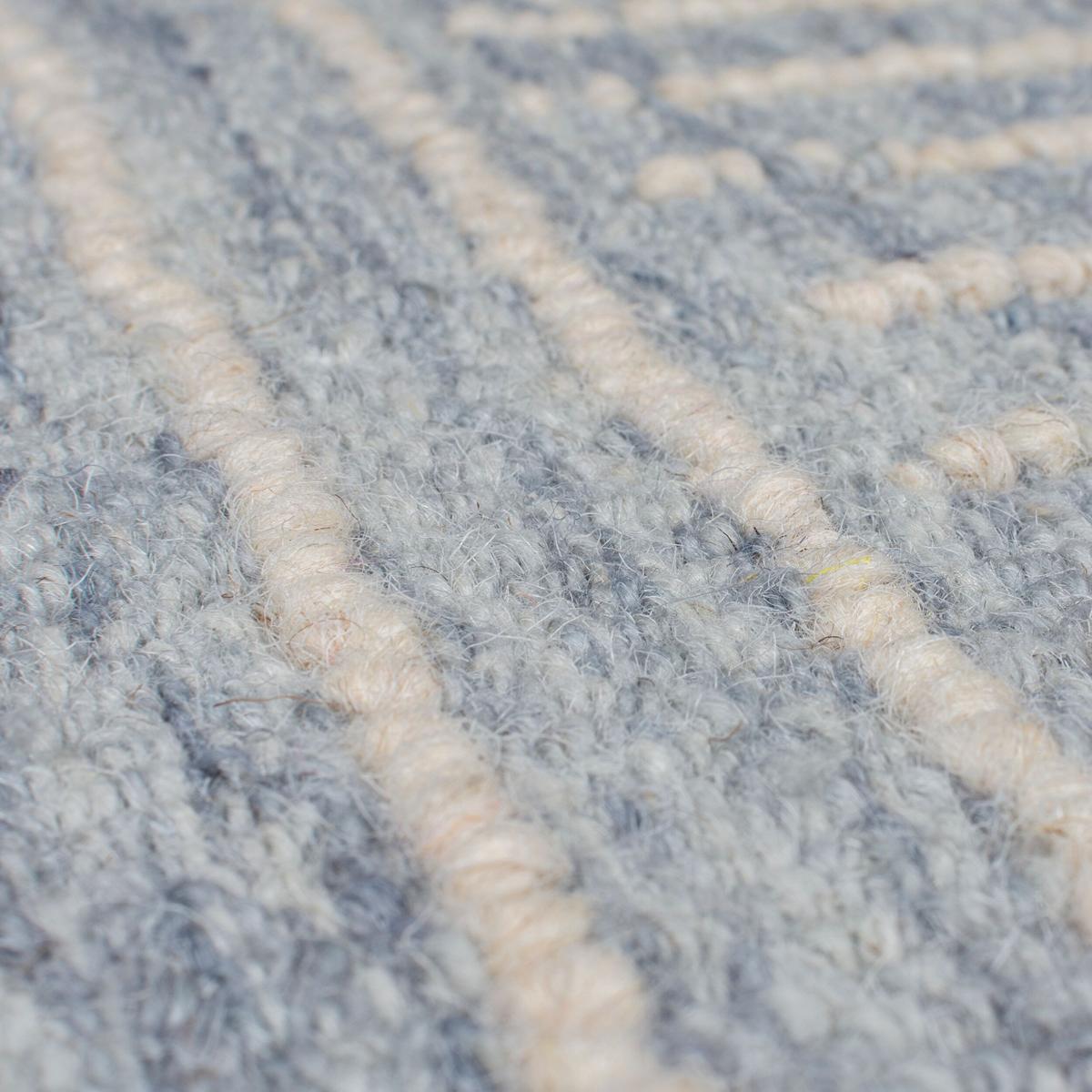 WOLLTEPPICH LEA, mit Schachbrettmuster, Blau, 200 x 290 cm - Blau, Textil (290/200cm) - KADIMA DESIGN