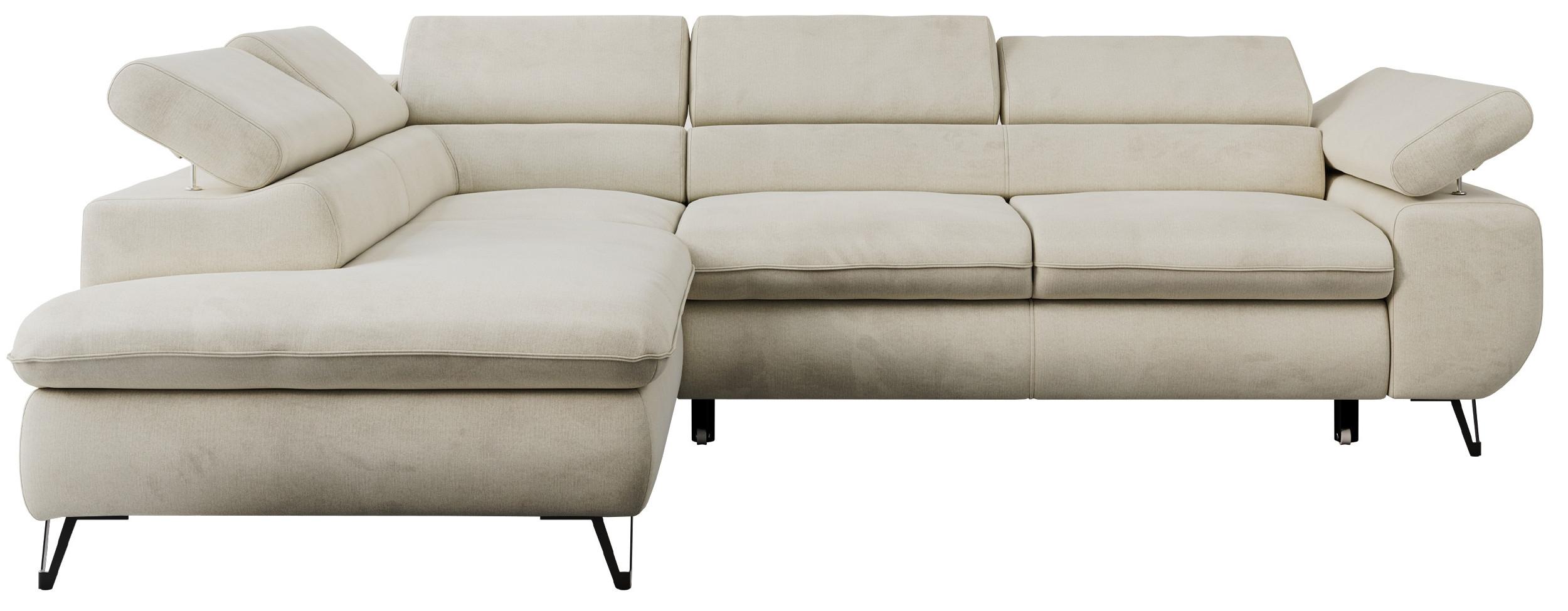 ECKSOFA PETER L Beige Velvet - Links Seite - Beige/Schwarz, Textil/Metall (208/273cm) - MKS