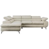 ECKSOFA PETER L Beige Velvet - Links Seite - Beige/Schwarz, Textil/Metall (208/273cm) - MKS