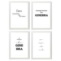 POSTER Set mit 4 Gin TypografieStil A3 Weißer Rahmen - Weiß, Papier (29.7/3cm) - Nacnic