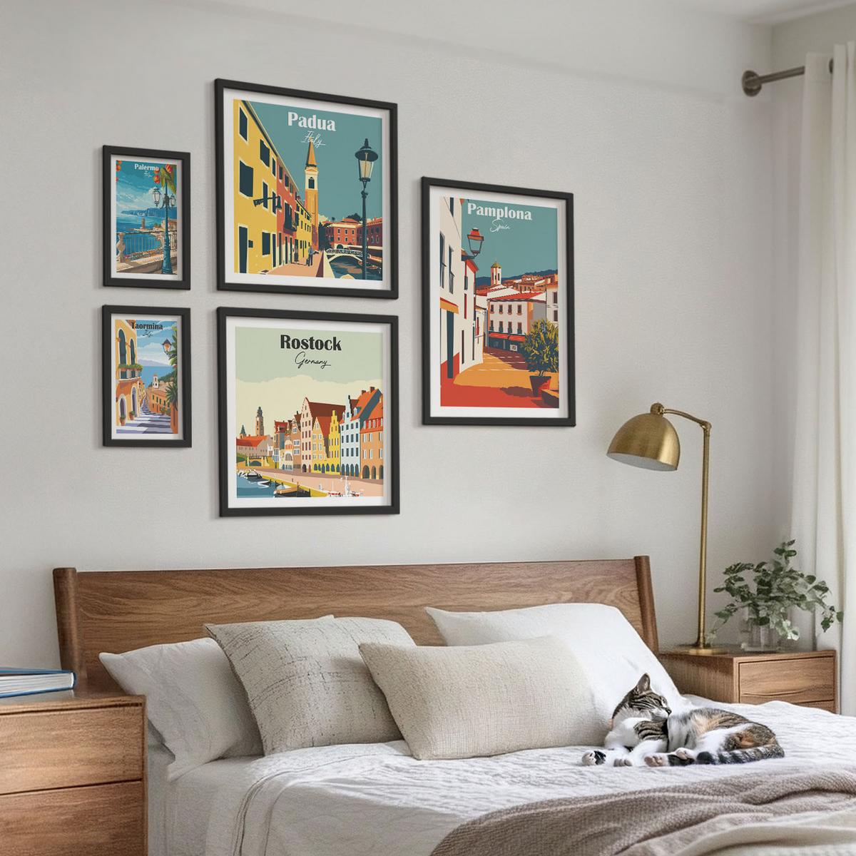 BILDER SET 5er Set - 50x50 cm & 20x30 cm & 40x60 cm Schwarzer Rahmen - Architektur der Küstenstädte - Schwarz, Kunststoff (40/60cm) - TULUP