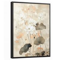 LEINWAND Bilder mit Rahmen - Blumen - Japandi - Wabi sabi - 30x40 - Sandfarben, Textil (30/40cm) - MuchoWow
