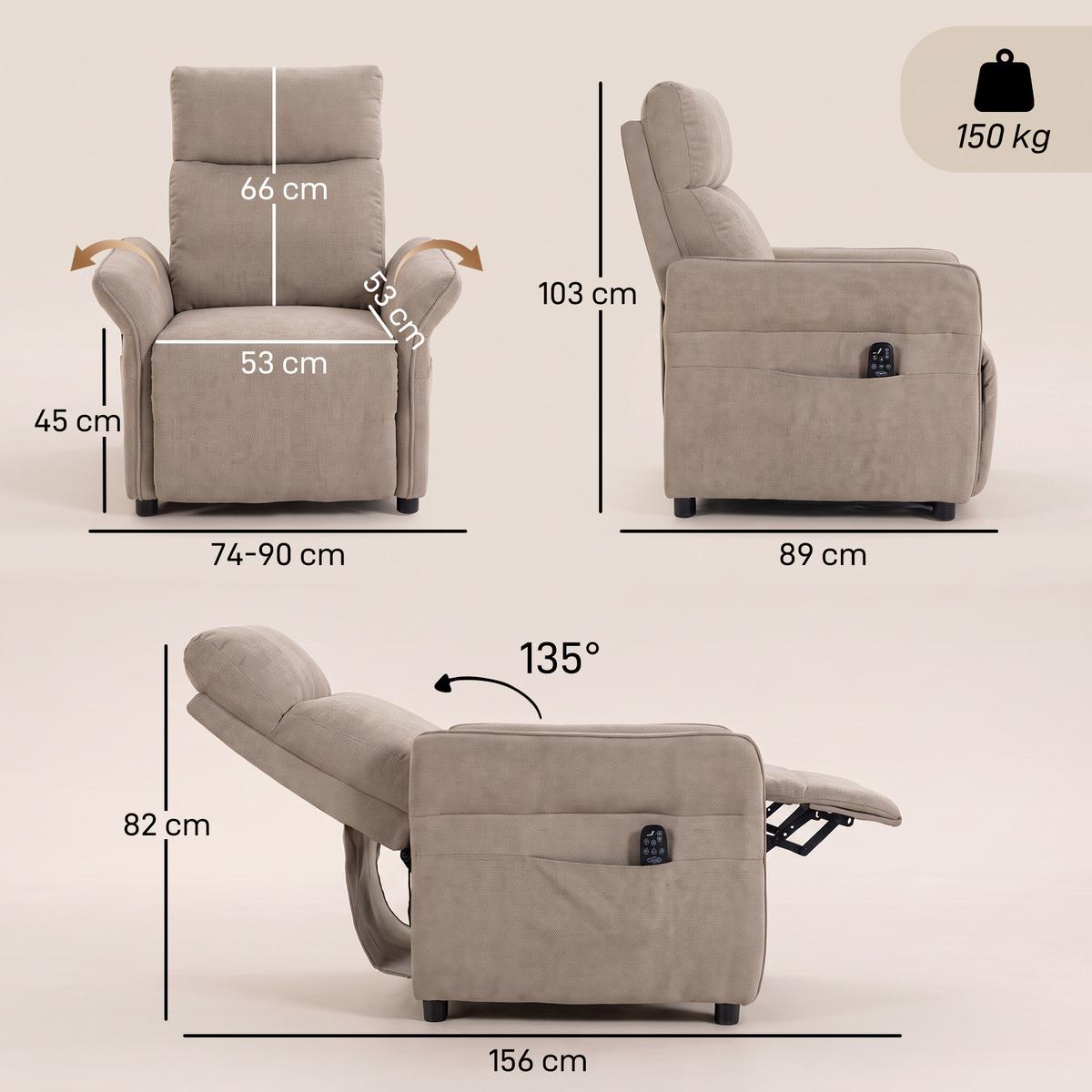 RELAXSESSEL Polyester Braun - Braun, Kunststoff/Textil (74/103/89cm) - HOMCOM