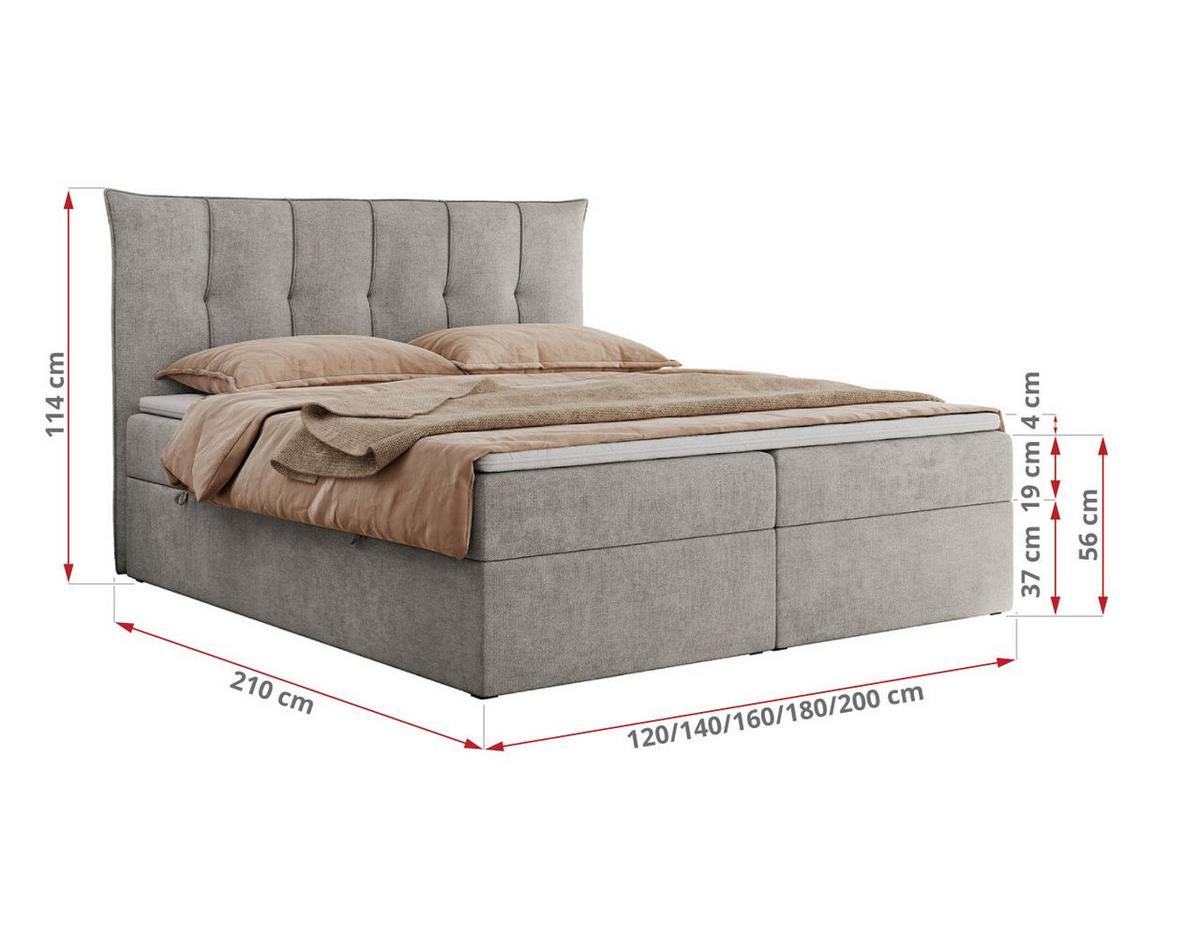 BOXBETT PREMIUM 10 140/200 Hellgrau Struktur - H4 - Hellgrau, Holz/Textil (140/200cm) - MKS