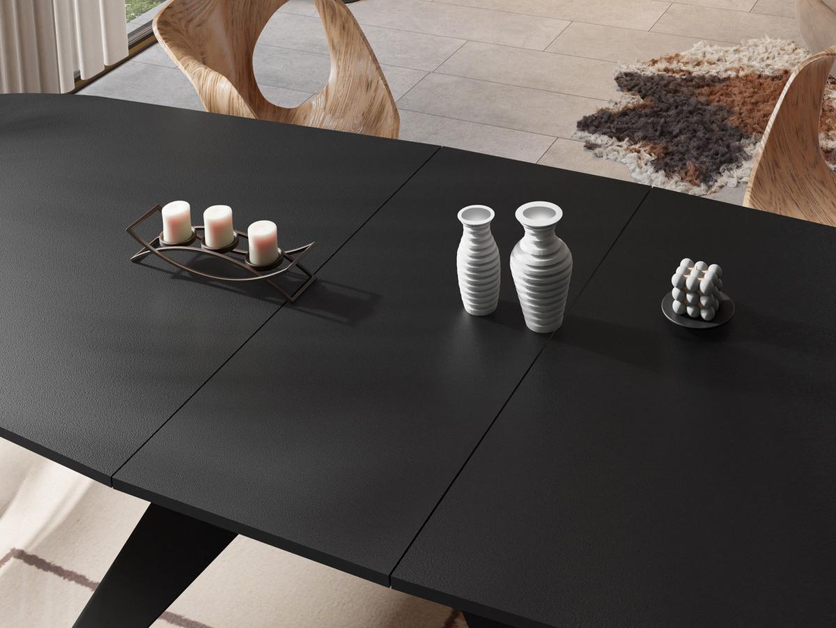 ESSTISCH Foster rechteckig ausziehbar, Schwarz 180-218/90/76 cm - Schwarz, Holzwerkstoff/Metall (90/220/76cm) - WFL GROUP