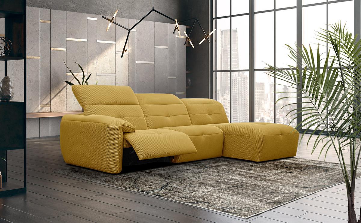 ECKSOFA TRENTO 4-Sitzer mit 1 Relaxfunktion, gelb - Gelb/Schwarz, Holzwerkstoff/Kunststoff (262/165cm) - Wozimo