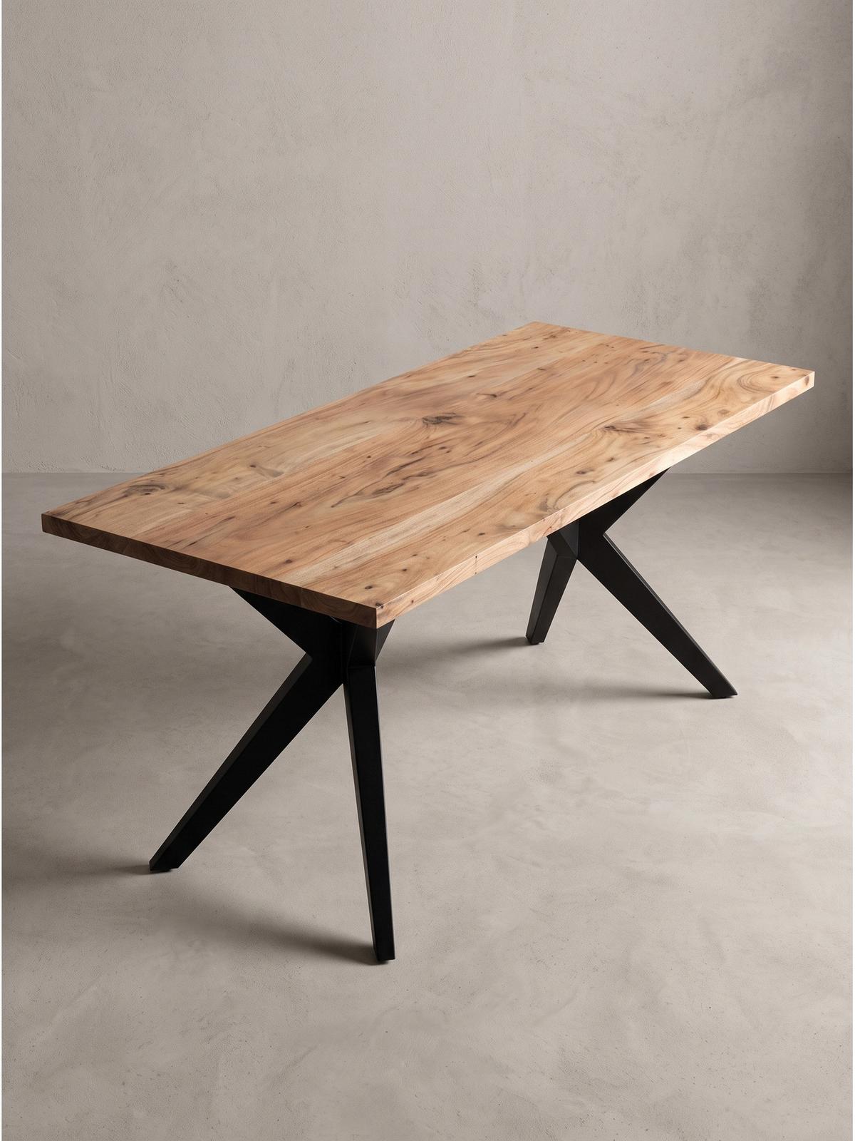 SCHREIBTISCH BLAVET, Akazie Massivholz, Akazie-Schwarz, 200 x 100 x 76 cm - Schwarz/Akaziefarben, Holz/Metall (100/200/76cm) - KADIMA DESIGN
