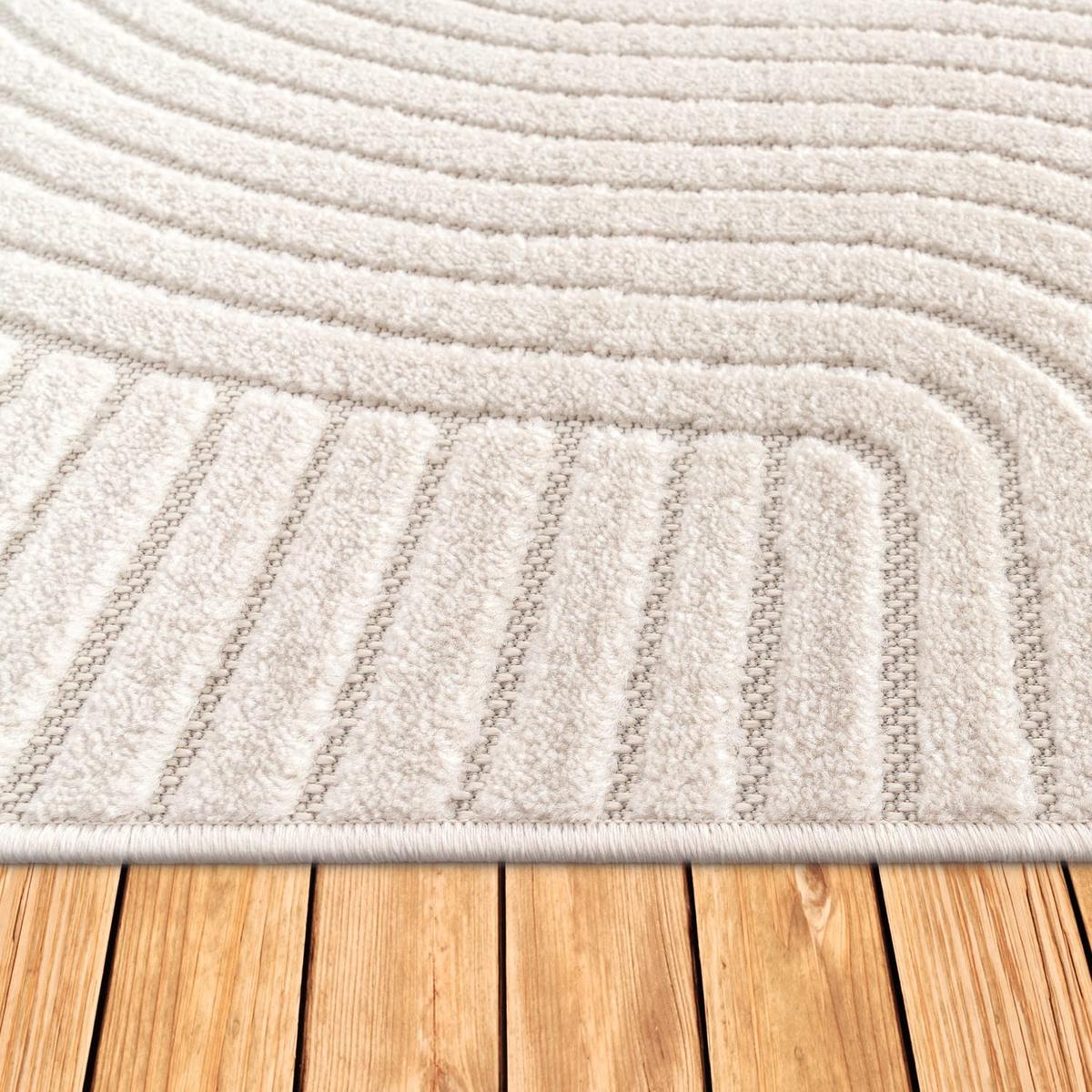 KURZFLORTEPPICH, mit Struktur, Florhöhe 6 mm, Creme, 120 x 170 cm - Creme, Textil (170/120cm) - KADIMA DESIGN