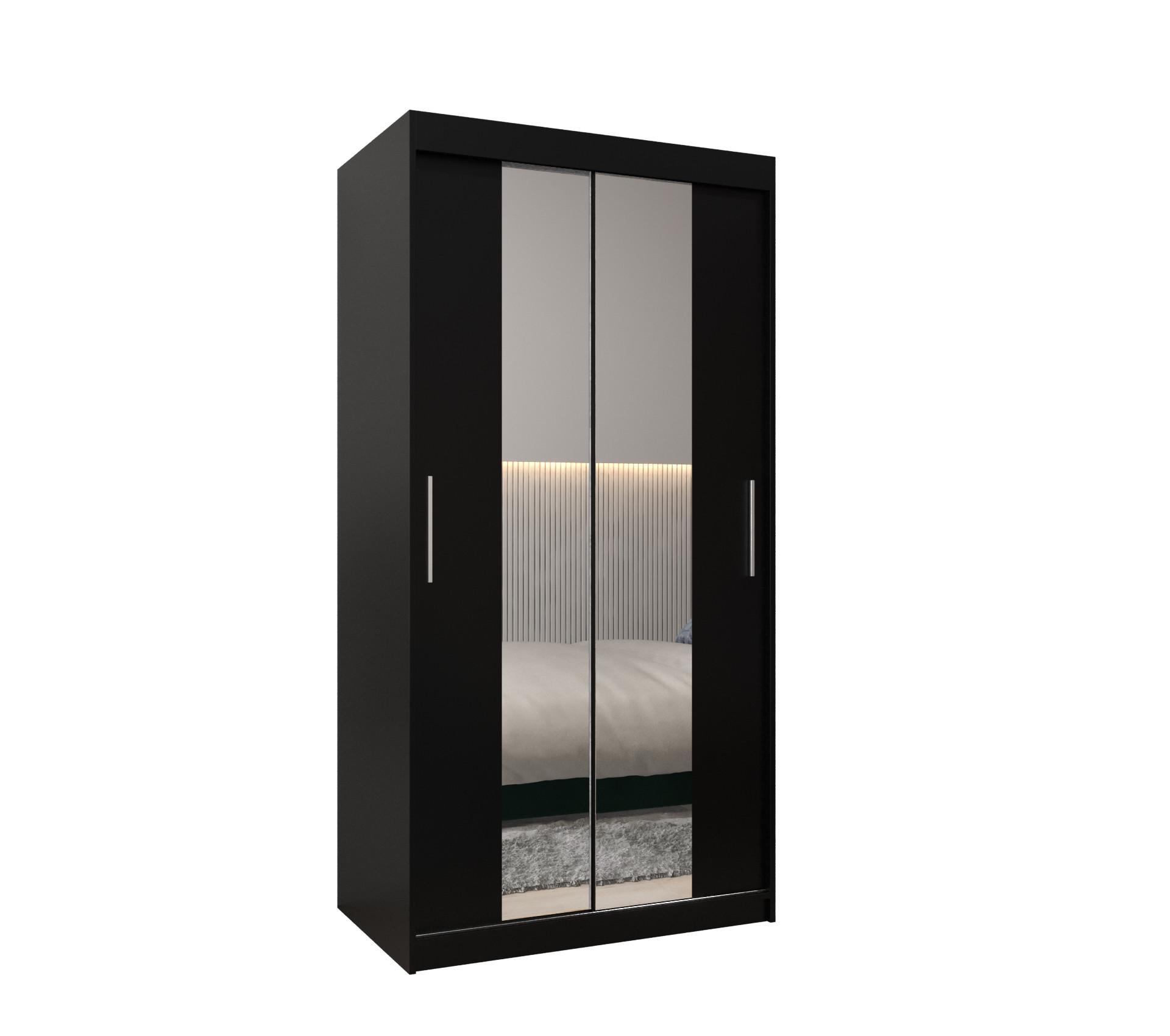 SCHIEBETÜRENSCHRANK mit Spiegel TOKYO 1 200/100/62 2-türig - Silberfarben/Schwarz, Holz/Kunststoff (100/200/62cm) - MÖBEL KRYSPOL