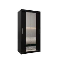 SCHIEBETÜRENSCHRANK mit Spiegel TOKYO 1 200/100/62 2-türig - Silberfarben/Schwarz, Holz/Kunststoff (100/200/62cm) - MÖBEL KRYSPOL