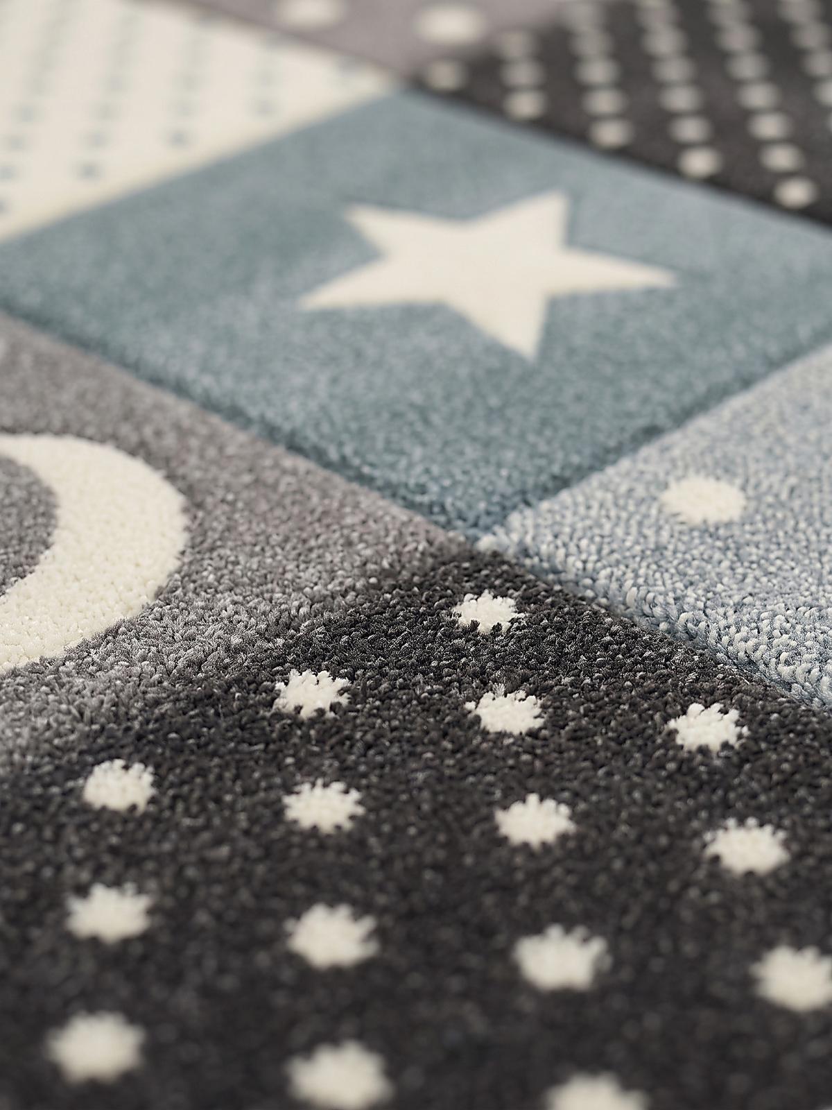 KINDERTEPPICH Kurzflor Sterne IDRO Polypropylen Blau 80 x 150 cm - Blau, Textil (80/150cm) - KADIMA DESIGN