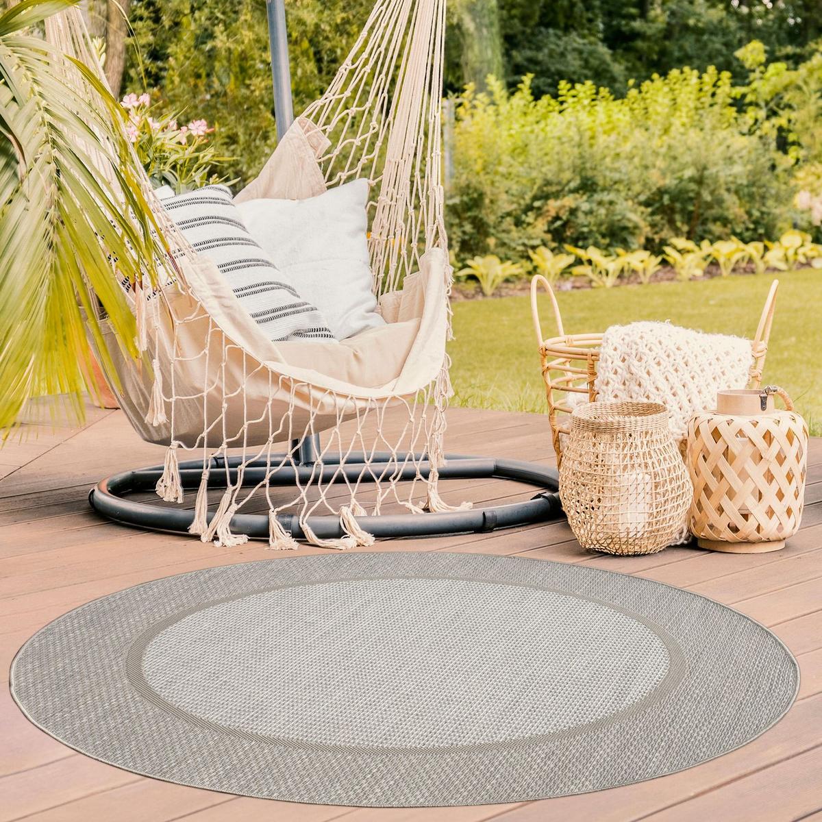 OUTDOORTEPPICH Boho Beige Creme Ø 200 cm - Champagner/Beige, Kunststoff (200/200cm) - TT Home