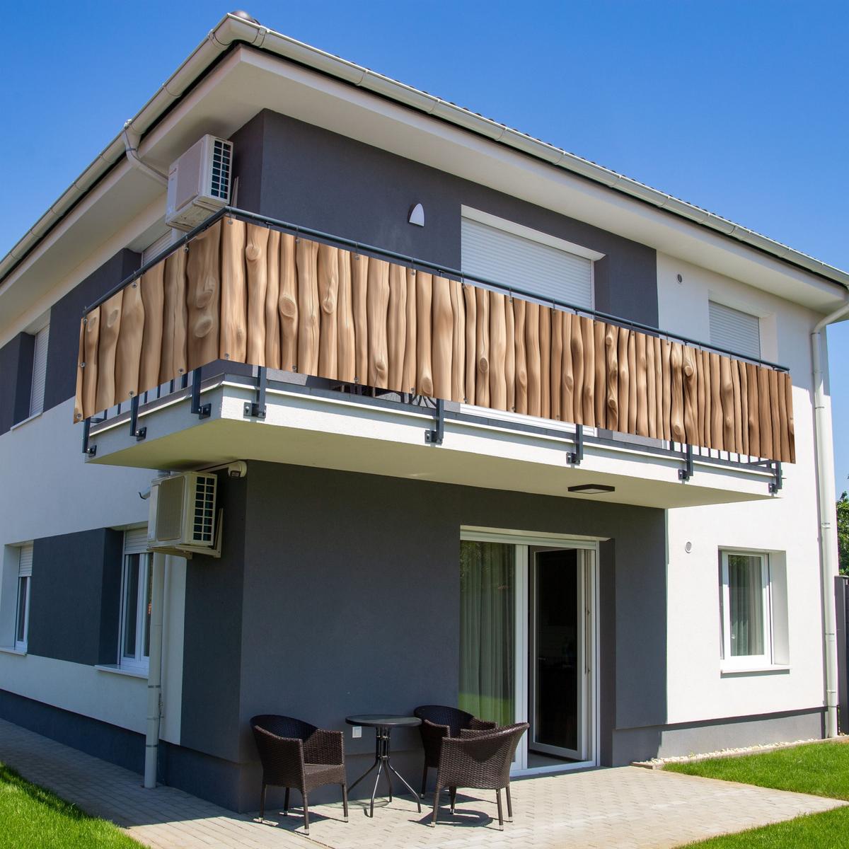 BALKON-SICHTSCHUTZ Holz - Stiel - Hellbraun Groß 500x80 cm - Ahornfarben, Kunststoff (500/80cm) - MuchoWow