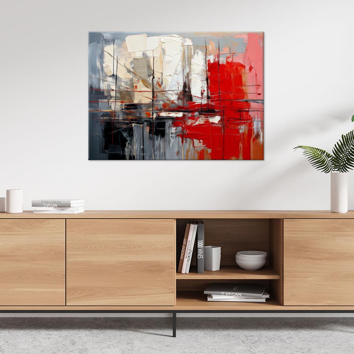 LEINWANDBILD Abstraktion 120x80cm - Rot, Textil (120/80cm) - Feeby