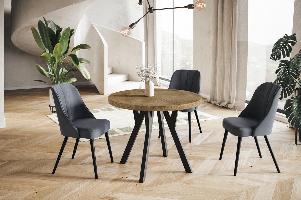 RUNDER Esstisch ausziehbar – Moderner Wohnzimmertisch und Küchentisch – Tisch mit Stabile Konstruktion, Durchmesser 80 cm - 130 cm - Farbe Lefkas - Dunkelbraun/Schwarz, Holzwerkstoff (80/80/77cm) - Alpi-Möbel