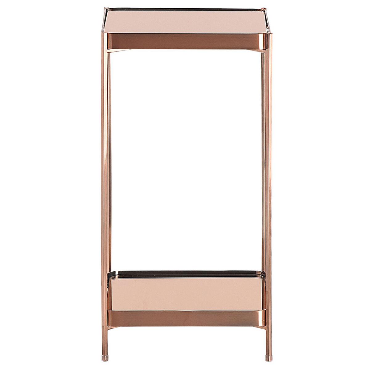 BEISTELLTISCH Glas Kupfer quadratisch 29/29 cm Alsea - Kupferfarben, Metall (29/29/60cm) - Beliani